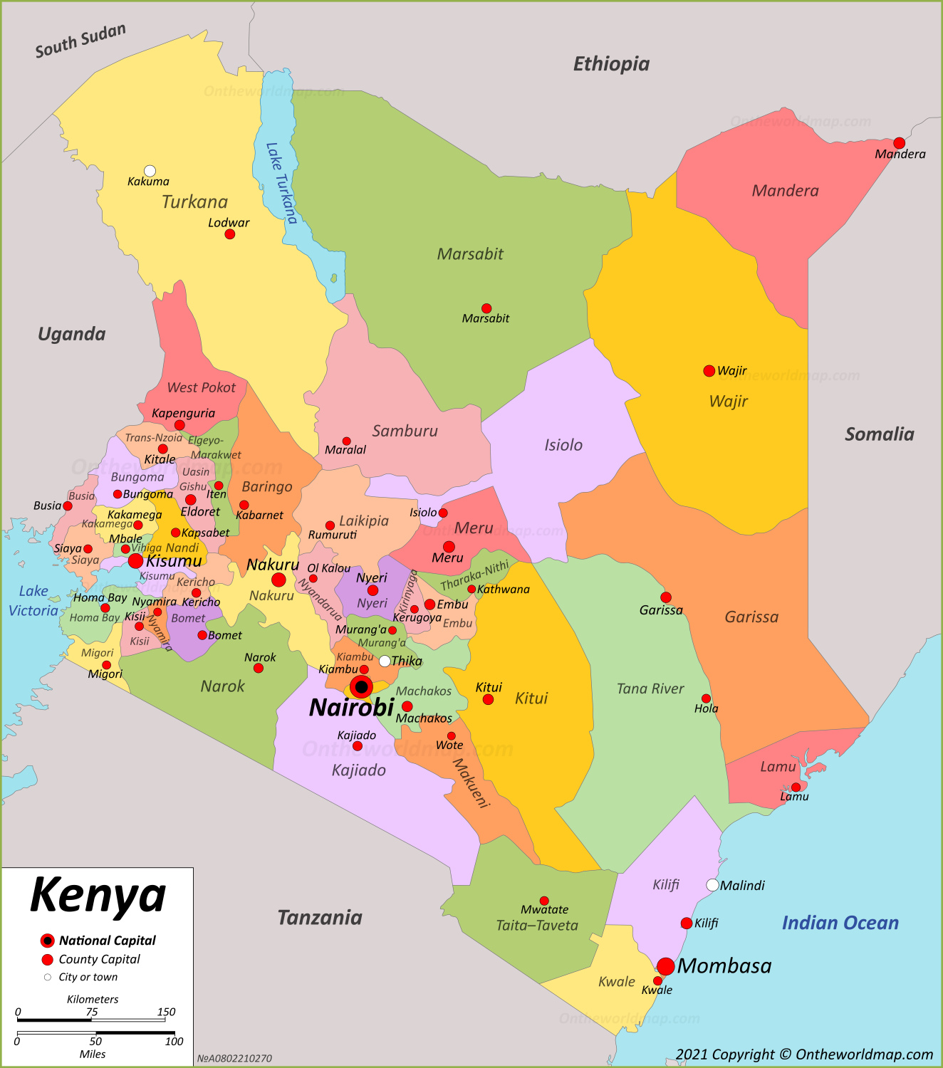 Kenya’s former 8 provinces & current 290 constituencies, 47 counties