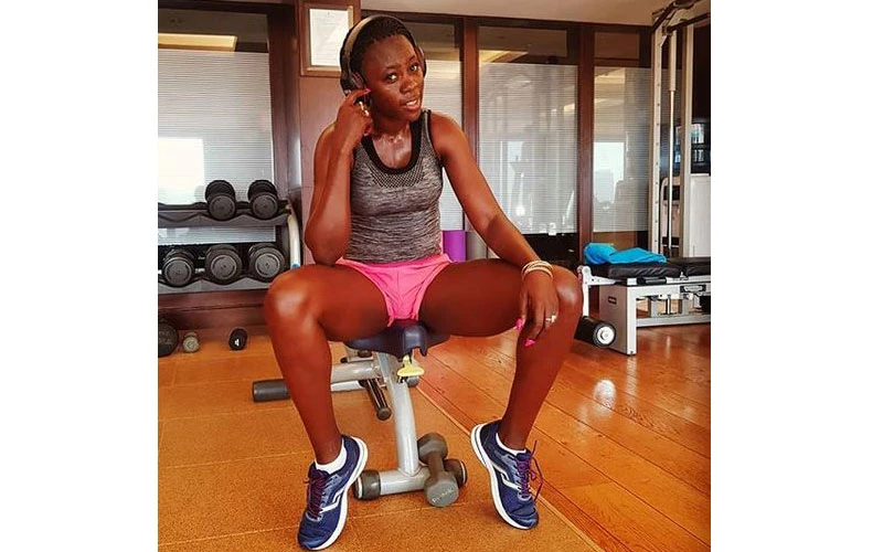 Akothee in a gym